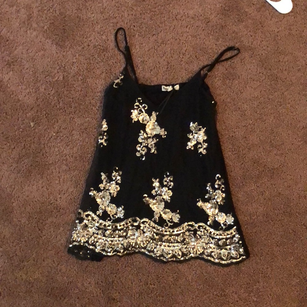 Black top with gold sequins never worn